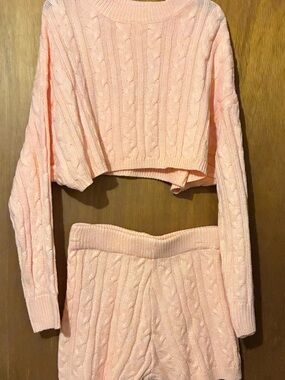 Brand new Pink Cable Knit Sweater and Shorts Set